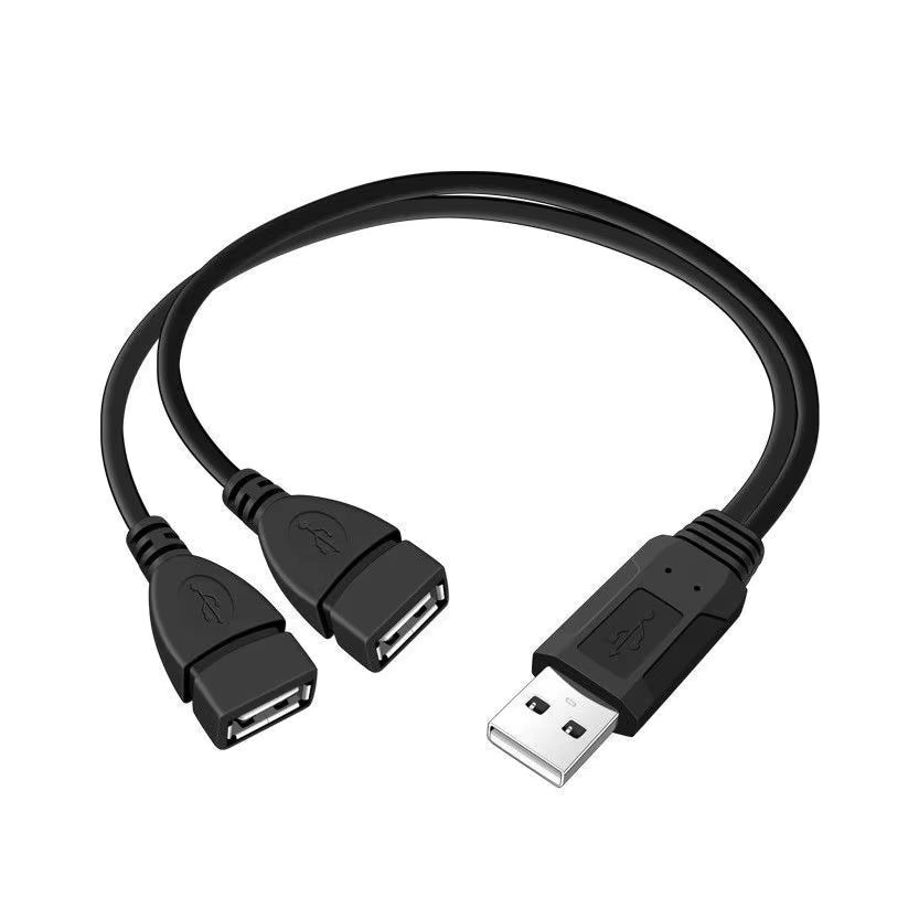 1 Male to 2 Female Extension Cord USB 2.0 Cable