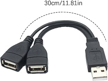 1 Male to 2 Female Extension Cord USB 2.0 Cable