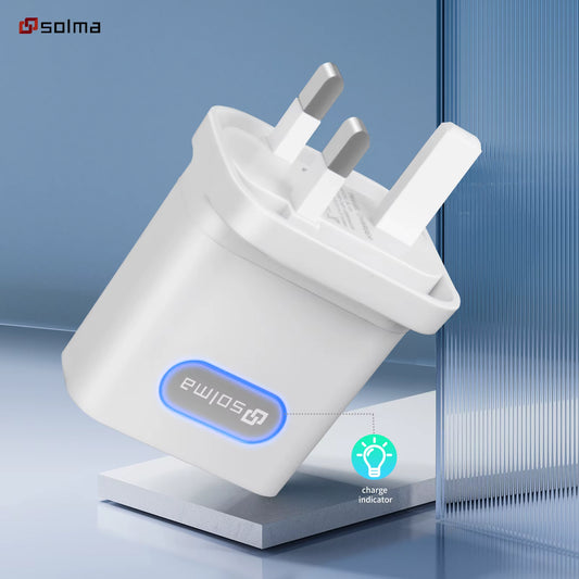 SOLMA 3-Port 3.1A USB Fast Charger with Display (UK Plug)