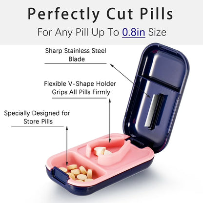 Stainless Steel Pill Cutter Portable Tablet Splitter